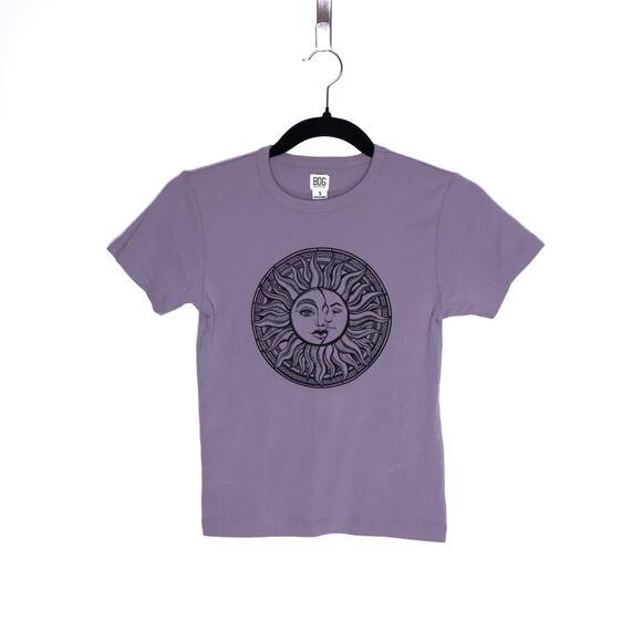 BDG UO Celestial Sun Baby T-Shirt Dusty Purple Cotton Cropped Top Women's S - Picture 2 of 11